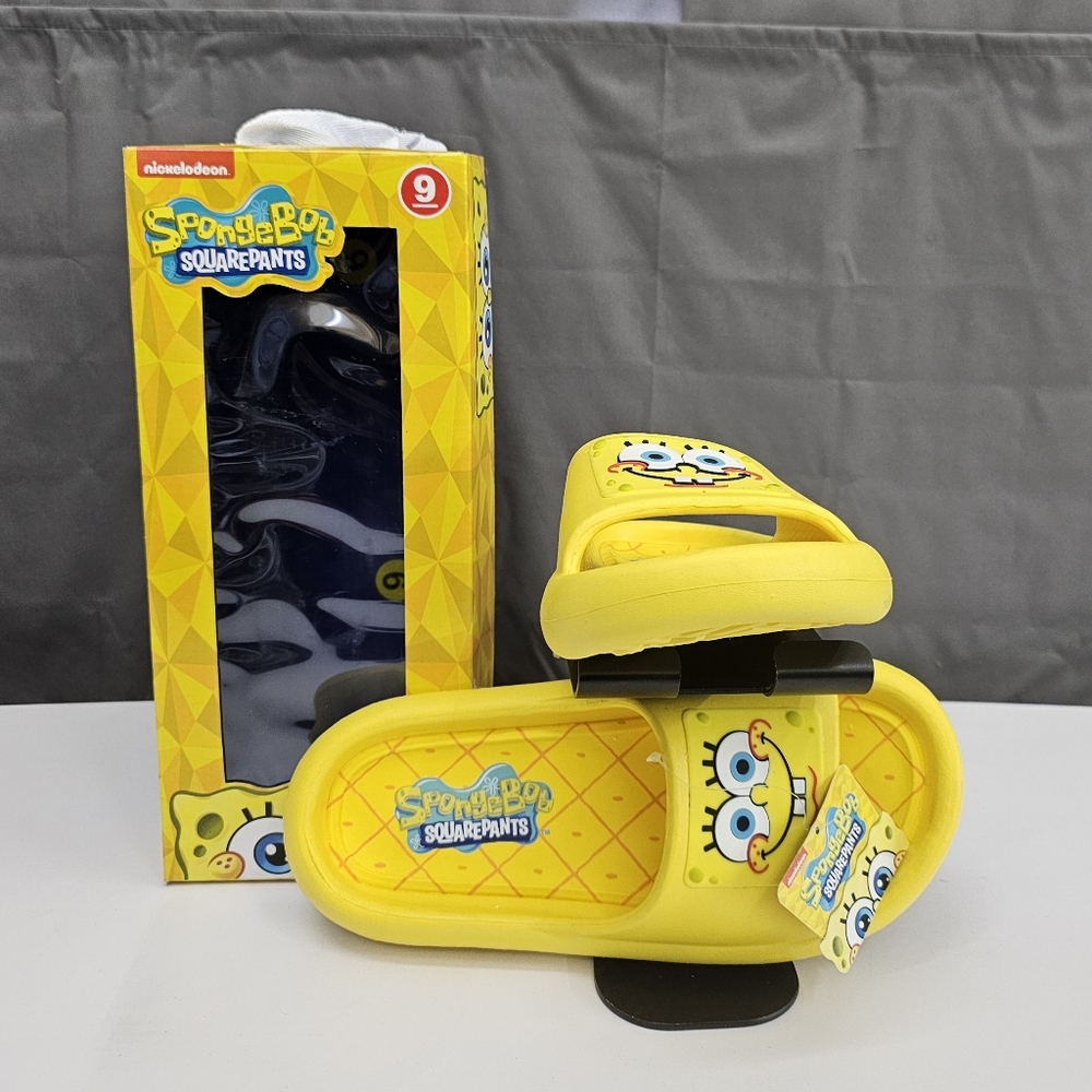 Spongebob Squarepants Slides Adult Size 9 Flipflops Groundup Nickelodeon NEW
